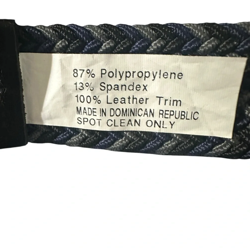 Men's Leather Belt made in Dominican Republic bungee cord, blue, black, grey